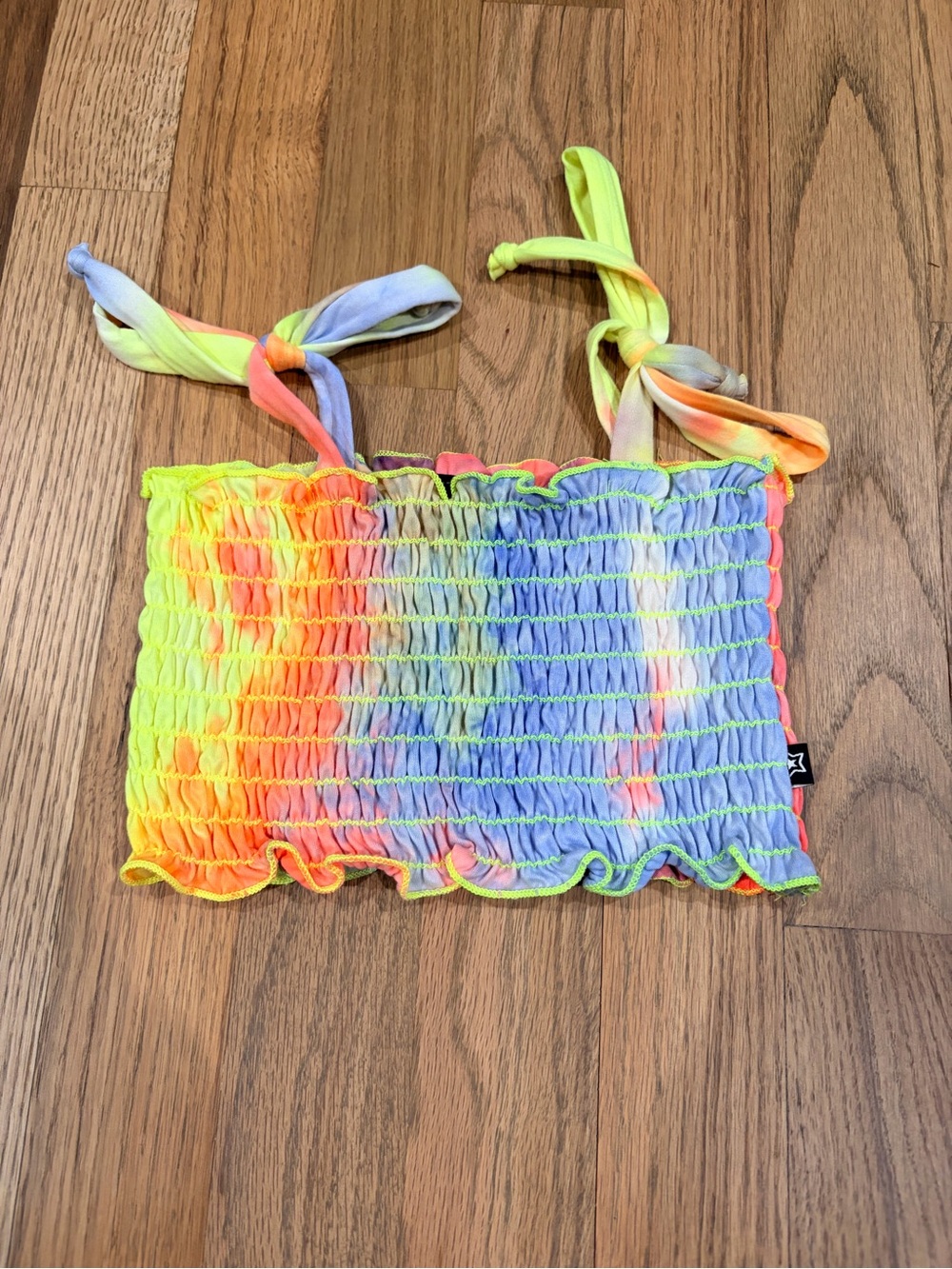 Pixie Lane toddler girl bandeau/cropped smocked top with tied straps